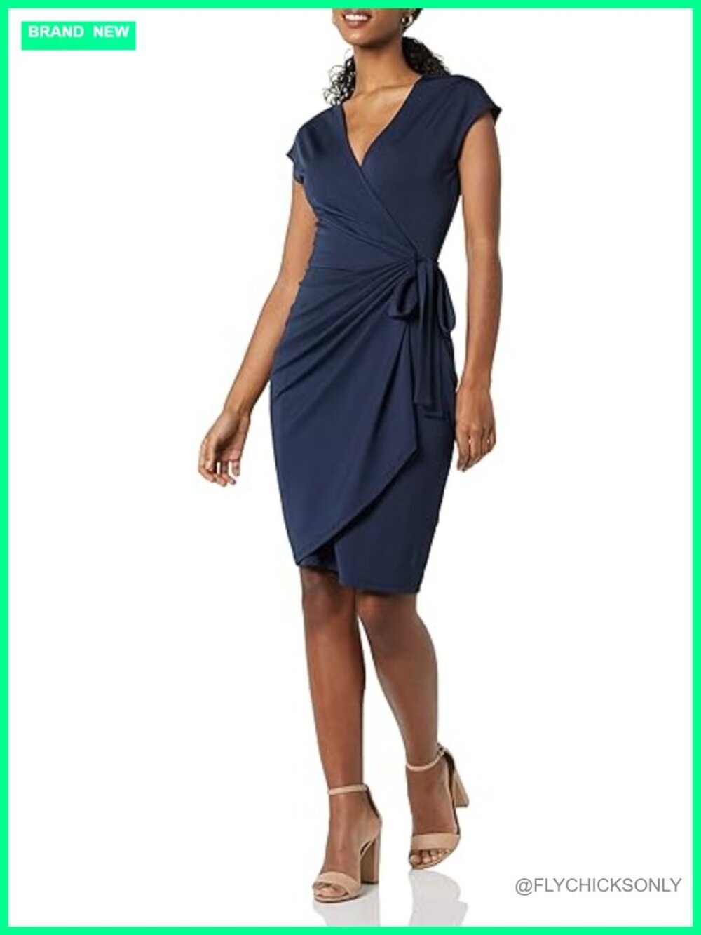 Plus Size Cap Sleeve Wrap Dress with V Neck